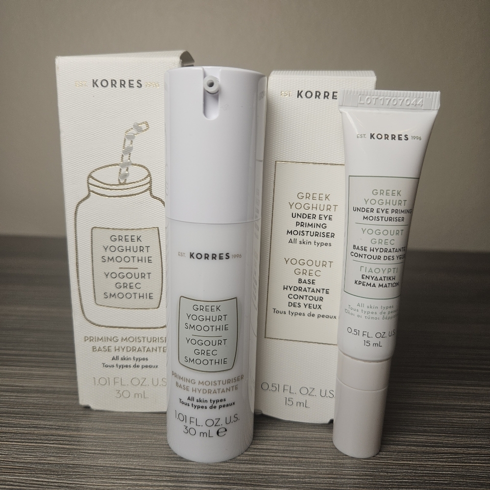 Korres Primer 2 pc set Priming Moisturizer + Under Eye Priming Moisturizer NIB